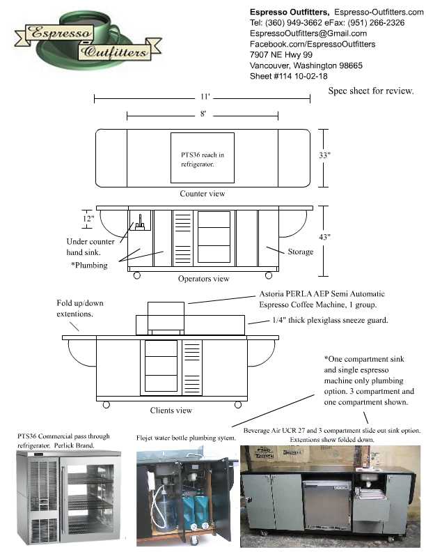 double refrigerator pass through espresso cart specifications