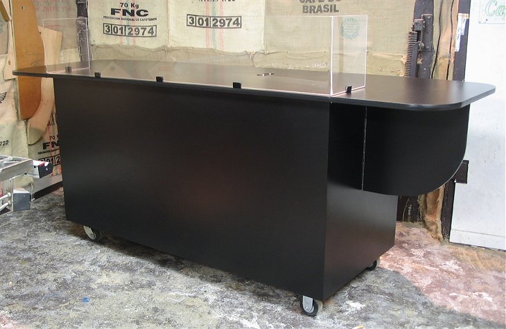 6 foot Base Espresso cart with fold down counter extensions.